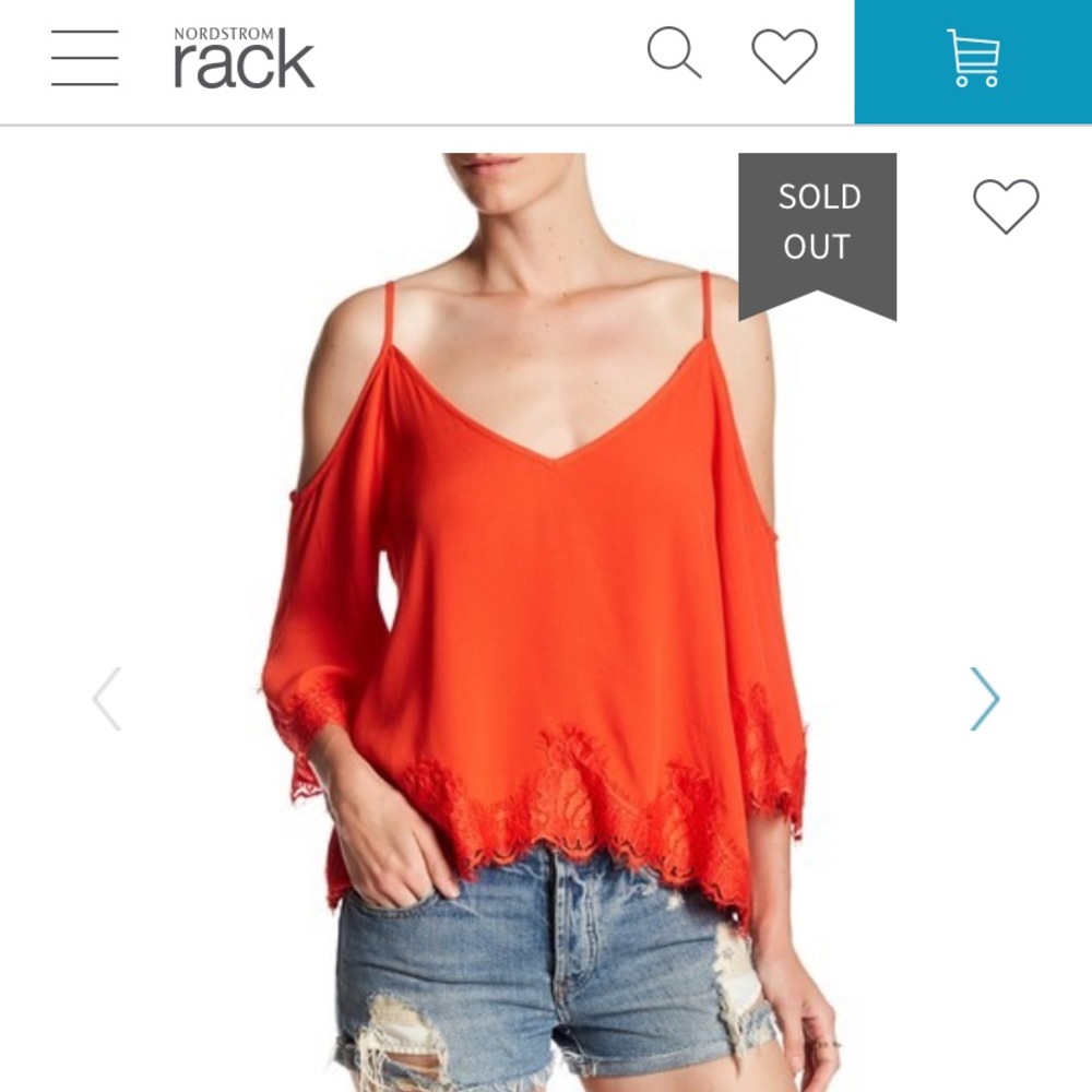 ASTR the Label cold shoulder lace hem blouse NWOT